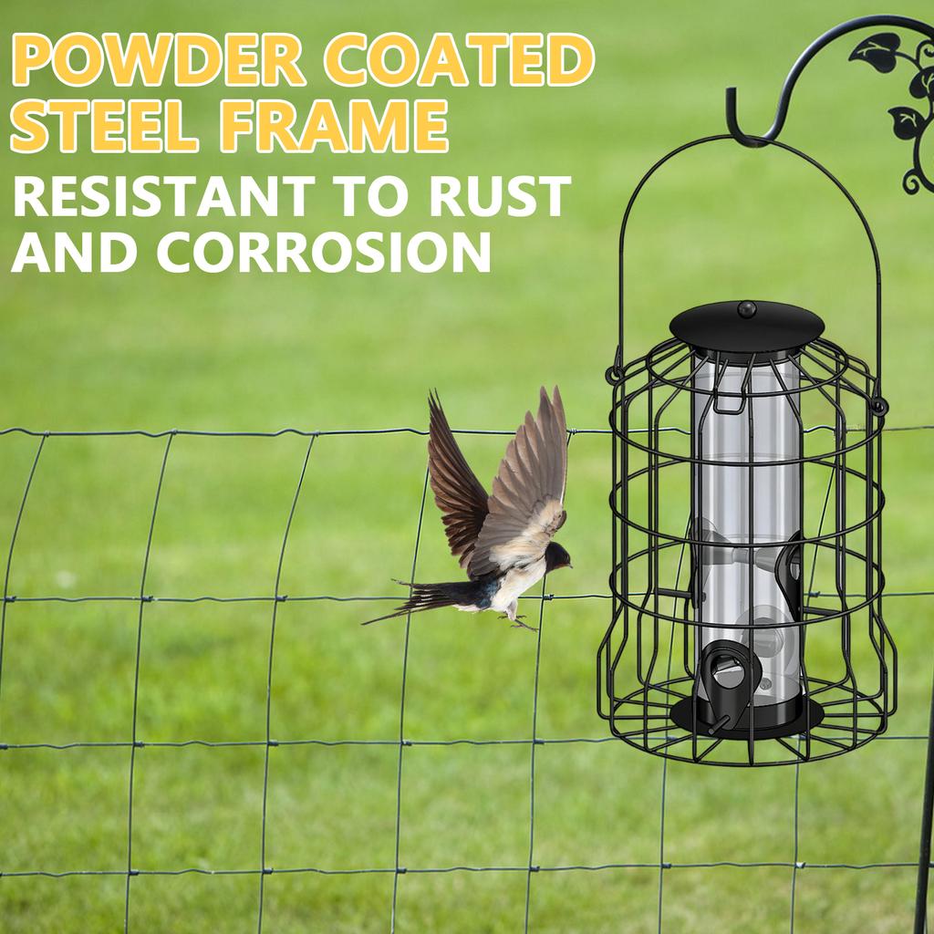 Squirrel-Resistant Hanging Metal Bird Feeder – Outdoor Yard Wild Bird Feeder With Easy Refill & Clean Design
