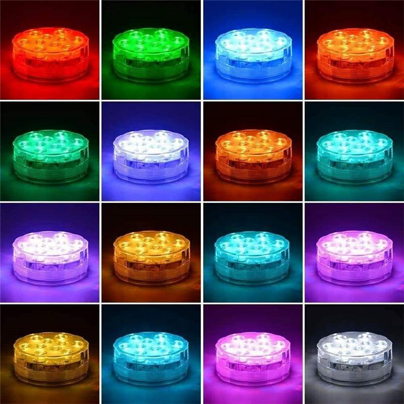 10 LEDs RGB LED Tauchlicht Unterwasser Nachtlampe Batteriebetrieben Garten Schwimmbad Licht für Hochzeitsfeier Vase Schale