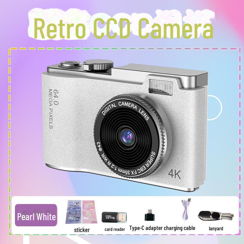 Retro Style 4K HD Dual Camera: Trendy Portable Digital Camera for Students