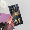 Initial Letter E M I J L Phone Case For Samsung Galaxy S24 S23 Ultra S22 S20 Plus S21 FE Clear Cover Fashion Marble Crown Fundas