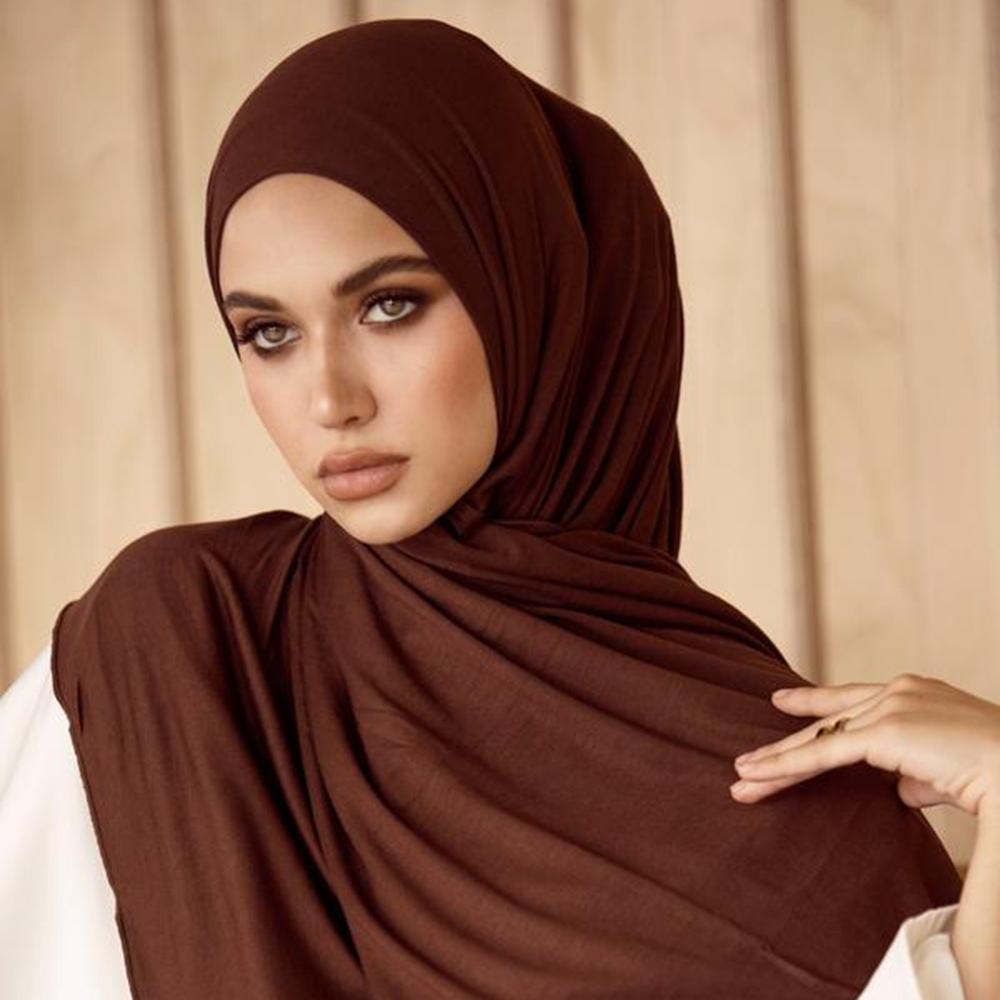 43 Farben Premium Jersey Hijab Damen Schal Muslimischer Schlichter Jersey Hijab Langes Tuch Einfarbiger Jersey Turban Gute Nähte Wickeltücher