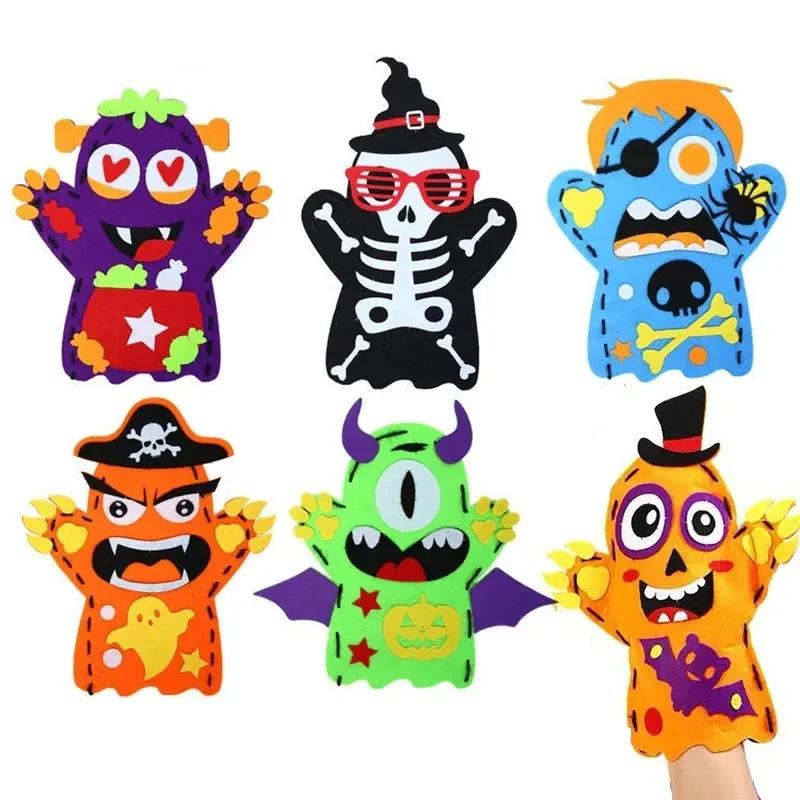 Halloween Hand Puppet DIY Craft Toy Felt Sewing Kit Hand Finger Story Puppet Kindergarten Creative Children Educational Toy Gift