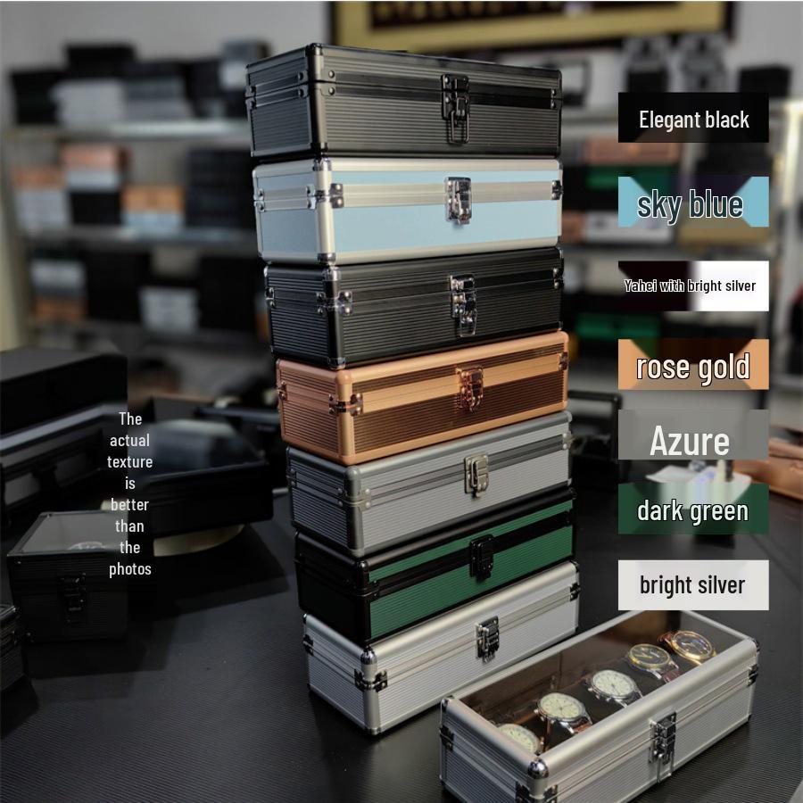 4-Slot Aluminum Watch Storage Box - Drop-proof & Lockable Gift Case