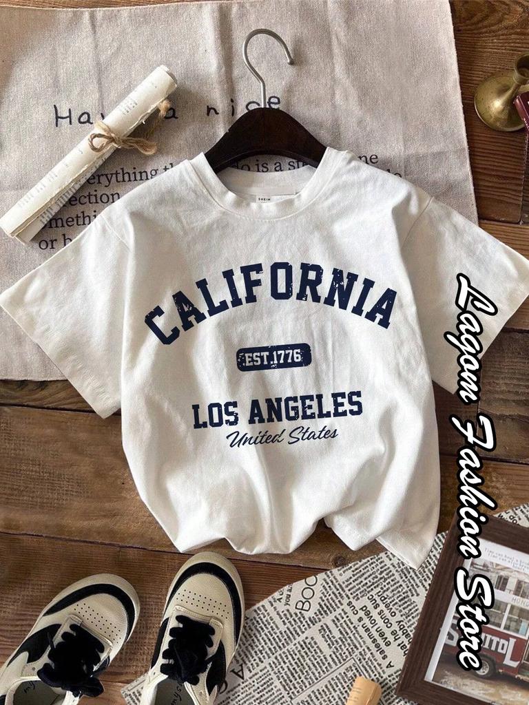 ZX Tee Summer Women California T-Shirt American Vintage Cotton O-Neck Tops Tees Fashion Los Angeles Clothing Female Casual Streetwear