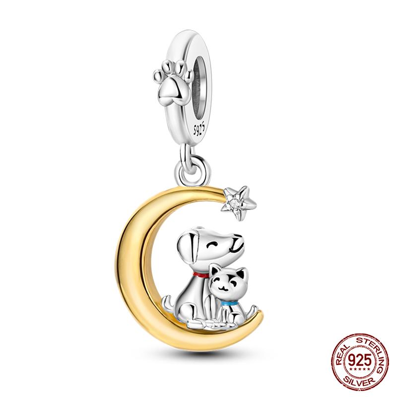 Fashion Copper Sparkling Zircon Star Moon Series Charms Beads Fit Qikaola Original Bracelets Diy Birthday Jewelry