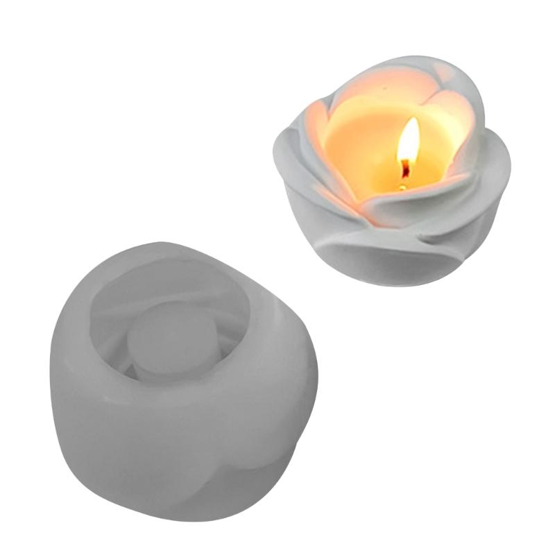 3D Candlestick Silicone Mold Rose Flower Candle Holder Molds Epoxy Resin Casting Mold for DIY Crafts Home Decorations