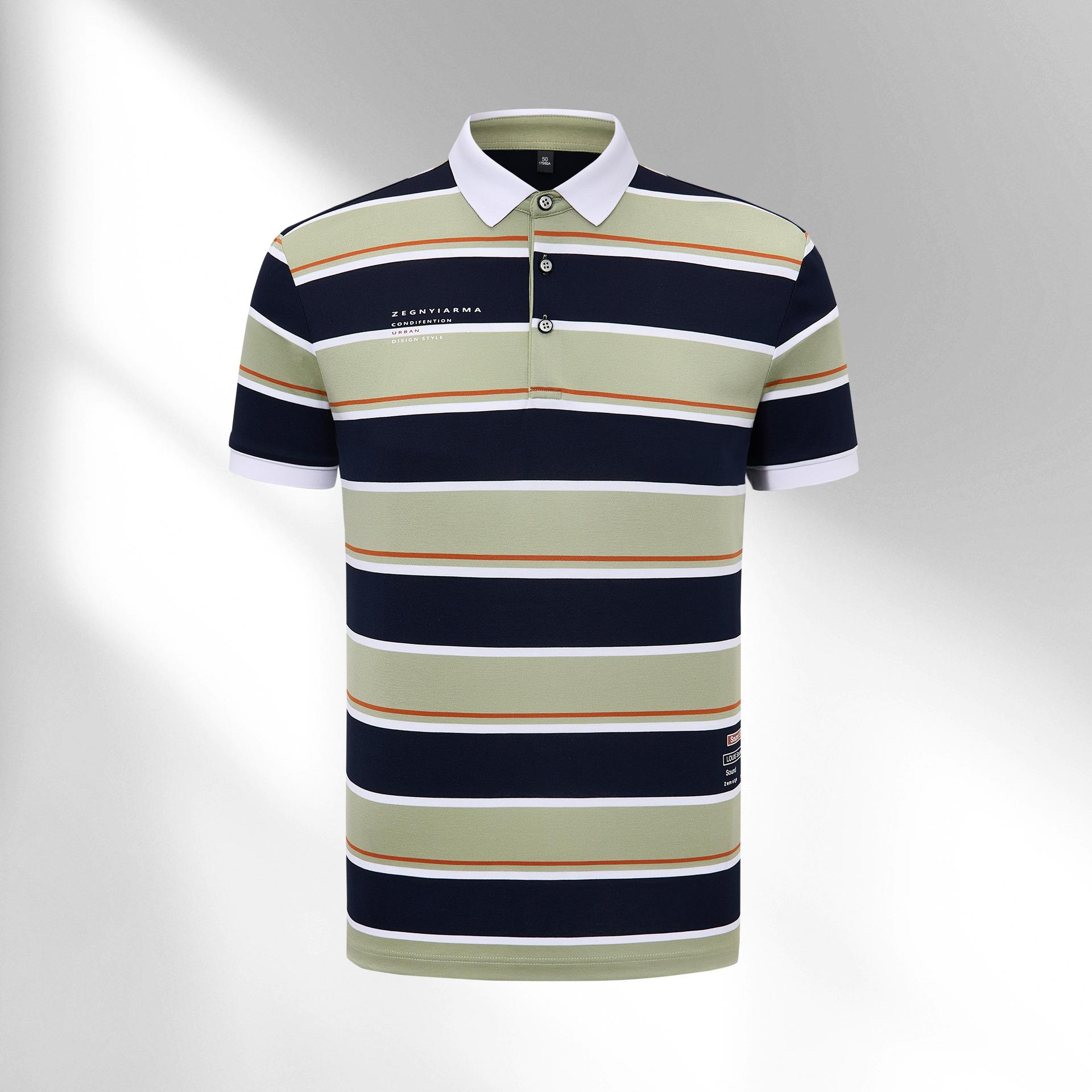 

Summer Men s Short Sleeve Cotton Striped Polo Shirt Fashion Business Casual Slim Fit Comfortable Lapel Half Sleeve T-shirt XXXL зелений
