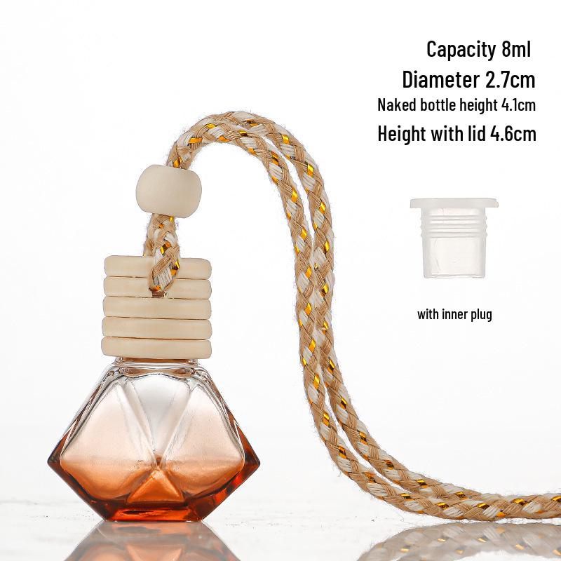 Gradient Car Air Freshener Glass Pendant, Transparent Aroma Diffuser Bottle, Empty for Fragrance 