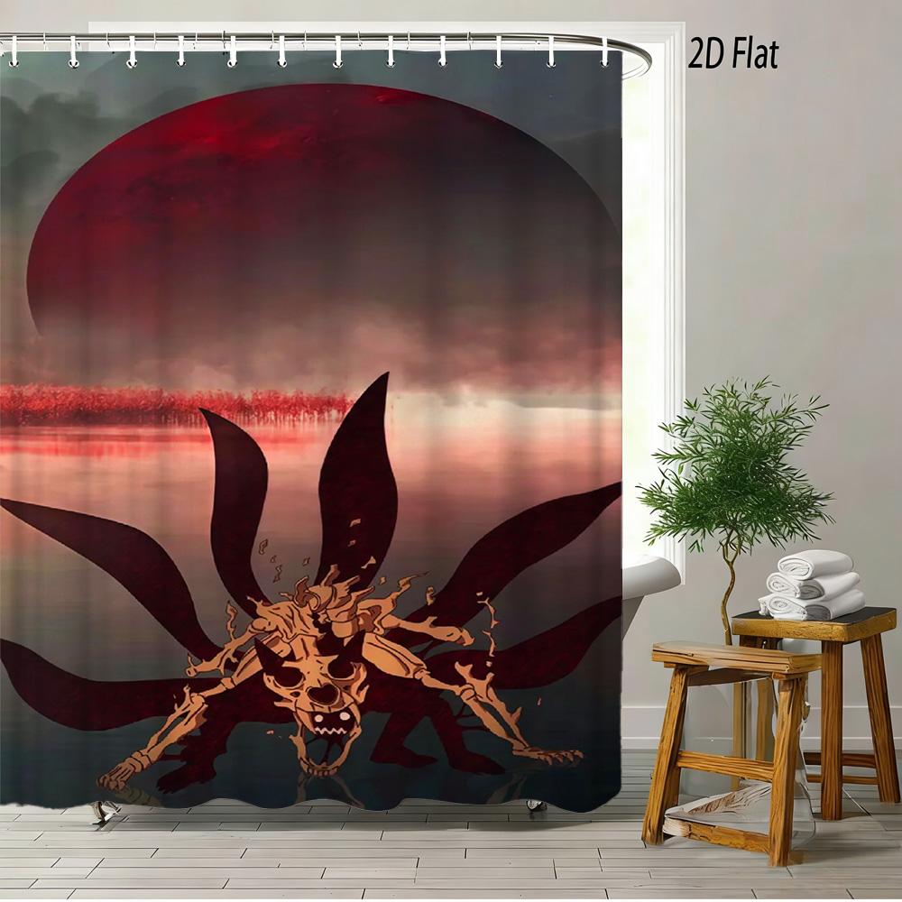 

2D Flat Anime Girl Light Blue Hair White Dress Peace Sign Shower Curtain Waterproof Bathroom Decor W60H190(CM)-1 Pcs