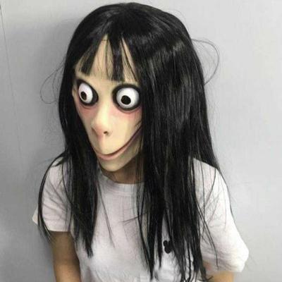 Funny Cosplay Halloween Ghost Mask Scary Headgear Wig Latex MoMo Maske Spooky Creativity Momo Scary Mask Ghost Festival