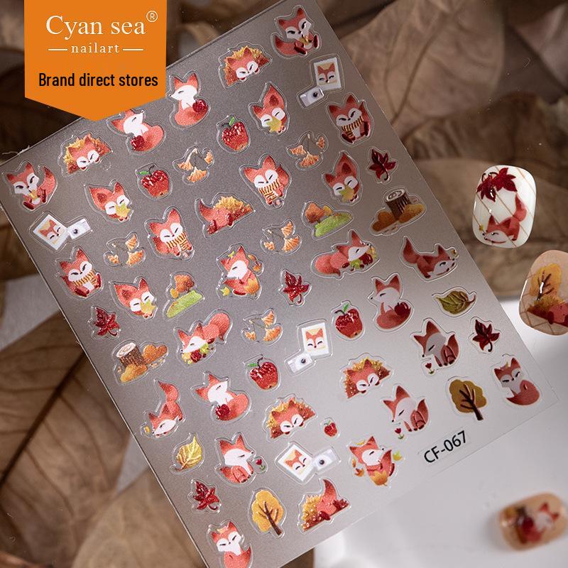 Cyansea Autumn Fox & Maple Leaf Nail and Phone Case Stickers