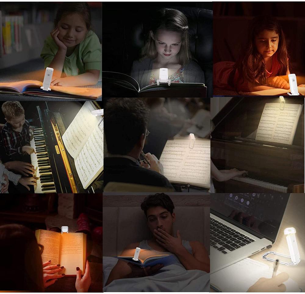 New LED Clip USB Rechargeable Book Reading Light Brightness Adjustable Eye Care Book Lamp Light Portable Bookmark Read Light