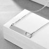 31MM Personalized Long Bar Heart Stainless Steel Necklace - Customizable with Laser Logo