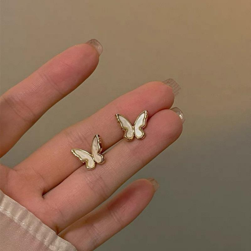 Gold Ring Earrings Women's Ear Buckles Light Luxury High-end Earrings Autumn and Winter Ring Earrings