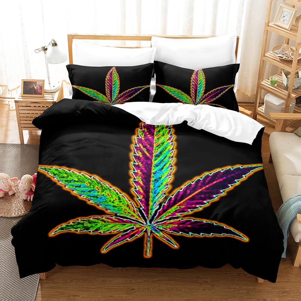 Comforter Colorful Maple Leaves Bedding Set Single Twin Full Queen King Size Cool Bed Set Aldult Kid Bedroom Three-Piece Suits 3