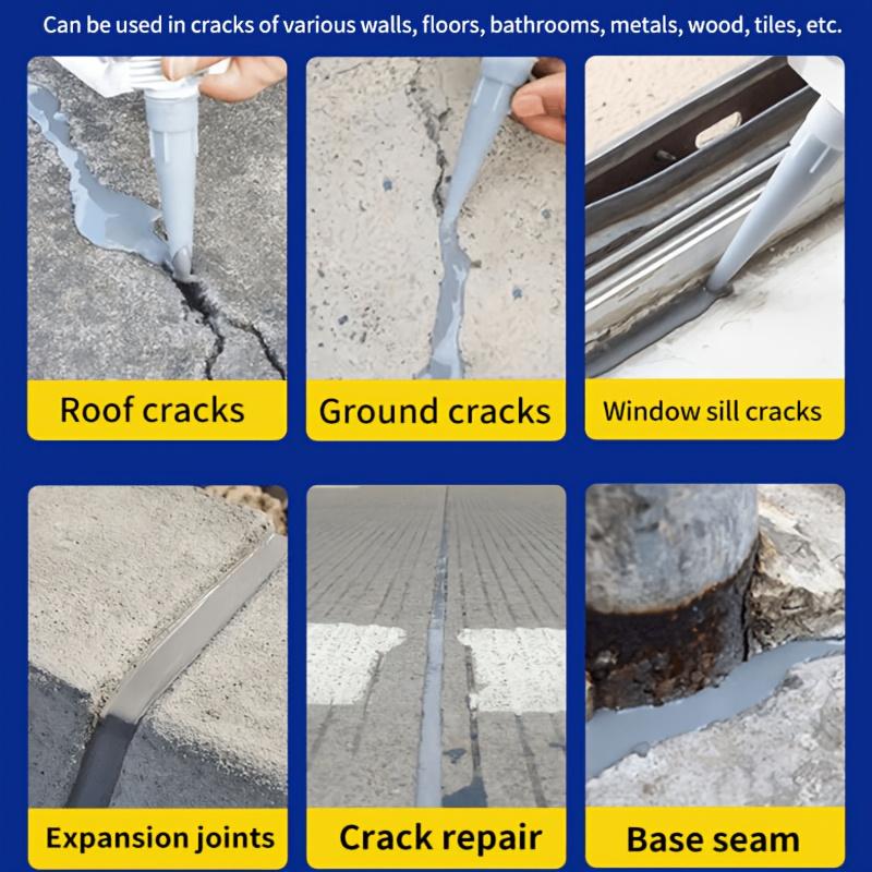 Mastic de réparation de fissures pour bétonAdhésion Forte, Convient pour les Tuyaux, Toits, Murs, Réparation de Fuites de Toit,, Étanchéité Durable