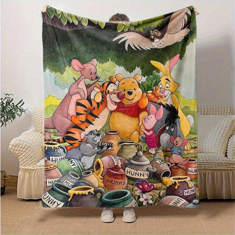 1pc, Winnie the Pooh Home Decor Blanket: Cozy Flannel Throw for Bedroom, Living Room, Travel, Camping, Car