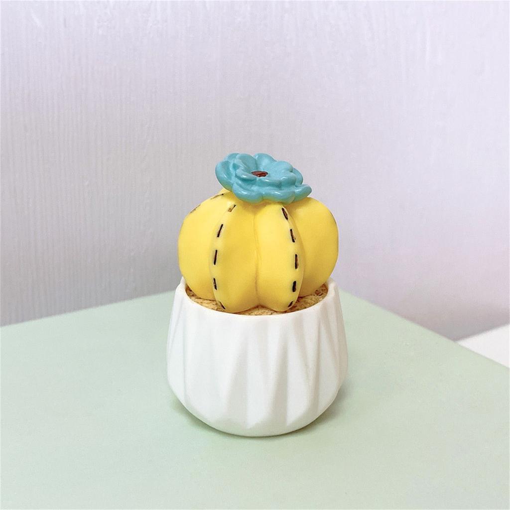 Mini Artificial Cactus and Bonsais Figure Resins Succulent Faux Potted Plant Figurine for Home and Office Desktop Decors