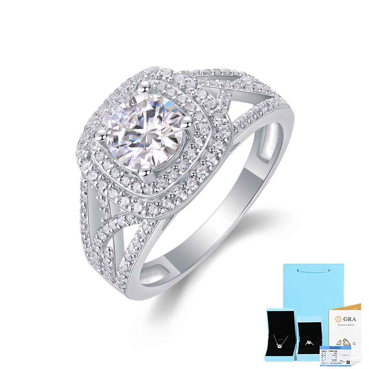 

Серебряное кольцо S925 с закрытым кольцом из муассанита Beauty No. 7