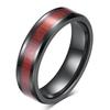 Retro 6MM Black Wood Grain Stainless Steel Ring for Men - Stylish & Versatile