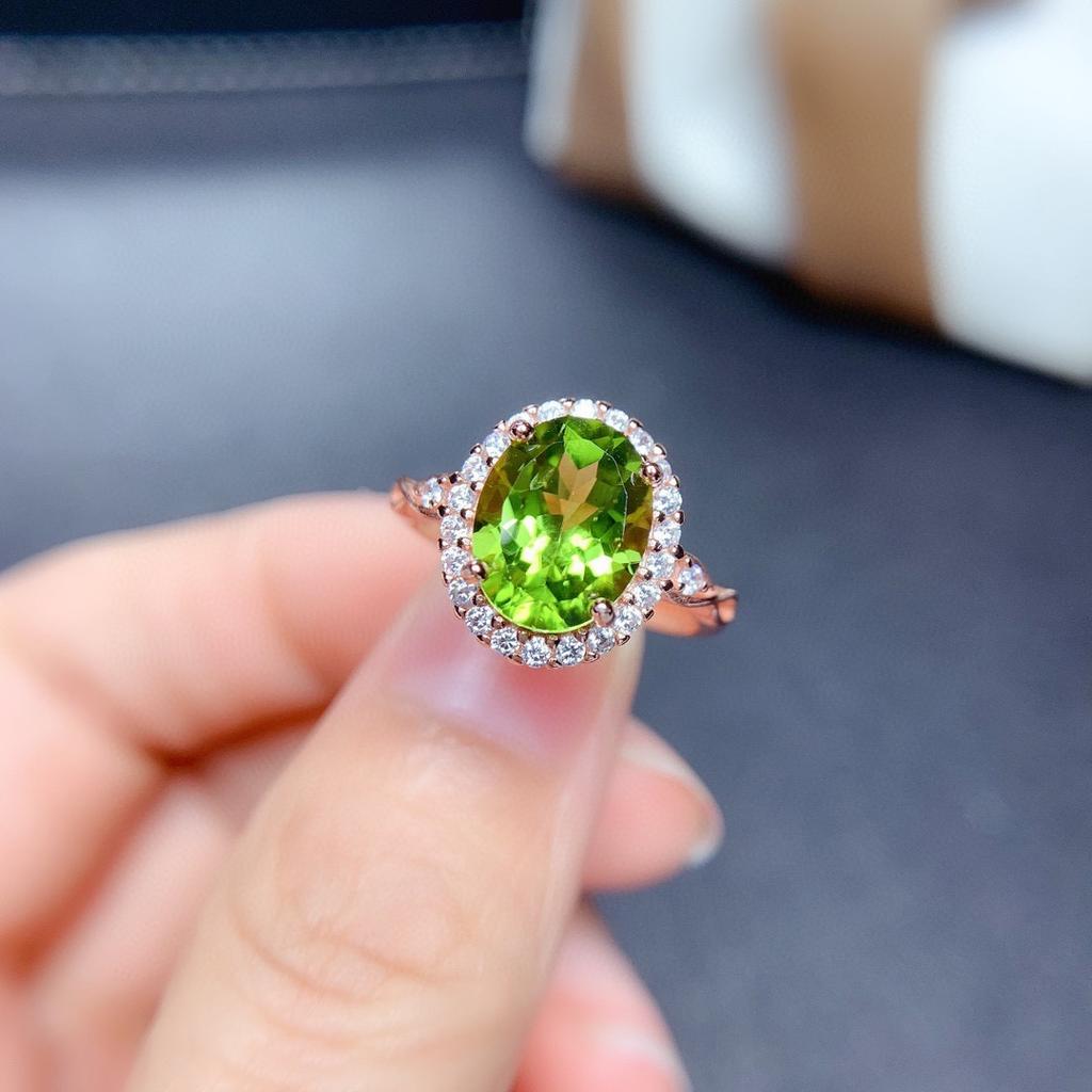 Diwenfu 14k Roségold Schmuck Grüner Topas Ring für Frauen Feine Anillos De Bizuteria Bague oder Jaune Eheringe Ring Schmuckschatulle