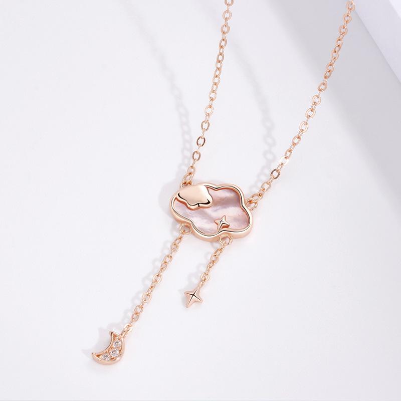 Nebula Hanging Moon Necklace Female Niche Exquisite Fresh And Sweet Ins Wind Cloud Star Moon Fringed Necklace Premium