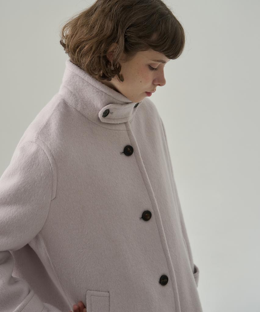 DRAWFIT WOMEN Rabbit Angora Wool Handmade Flare Half Coat [Black]