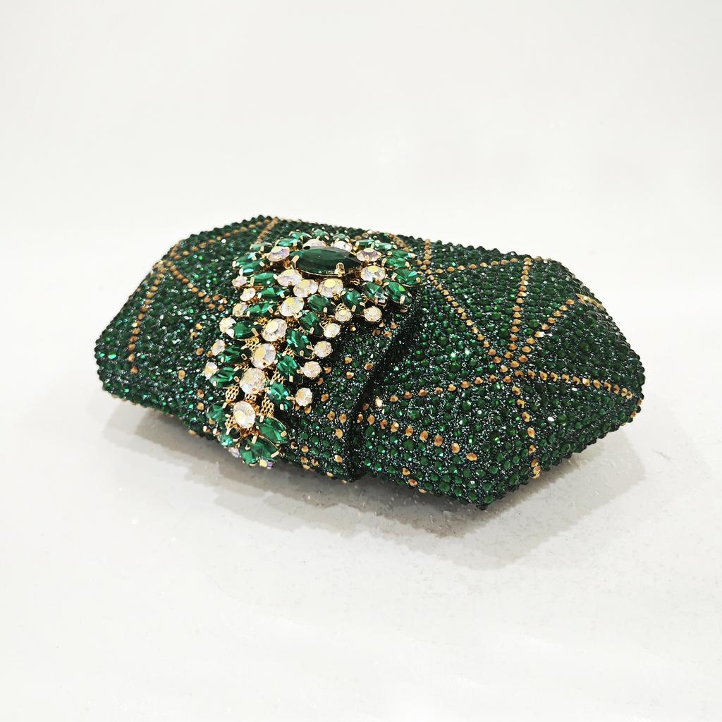 Fashion Women's Diamond-shaped Rhinestone Party Clutch Bag, Handbag withLong Chain, Lady Everning Handbag Clutch Bag