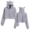 Katzenohren Crop Top Sexy Hoodie für Damen - Leere Version, Musterunterstützung