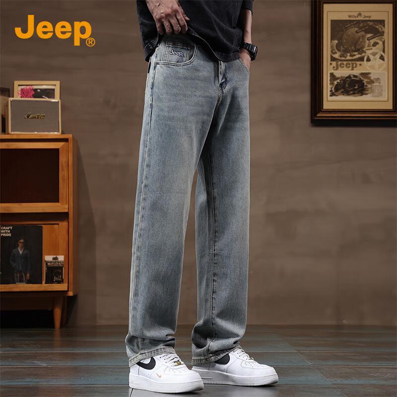 Jeep Men's American Style Relaxed Straight Fit Elastic Jeans