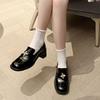2025 Vintage British Style Chunky Heel Women's Loafers Luxury High Quality PU Leather Platform Heeled Shoes