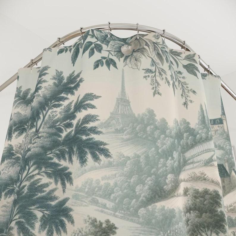 Toile Curtain - French Country, Victorian Pattern, Green Blue, Farmhouse Style 90X180cm