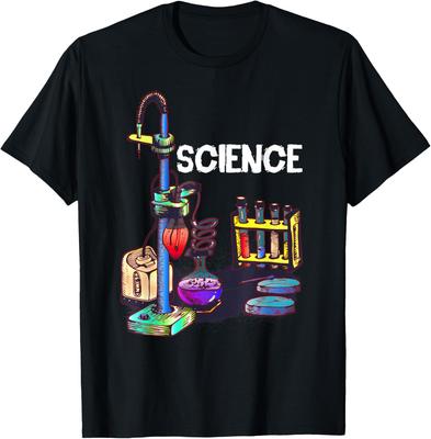 Science Laboratory Chemistry Glassware Graphic TShirt Casual Cotton Short Sleeve Tee for Science Lovers