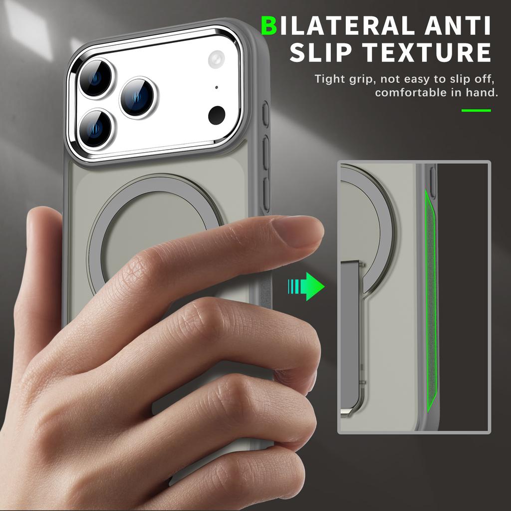 Desert Gold Folding holder magnetic phone case for iPhone 17 16 15 14 13 12 11 Pro Max Air Plus magsafe charging hard back cover