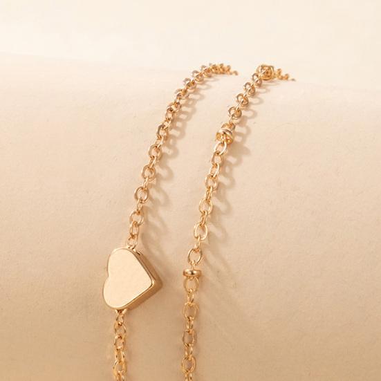 Double Layered Women Anklet Heart Pendant Adjustable Elegant Chain Anklet Foot Jewelry