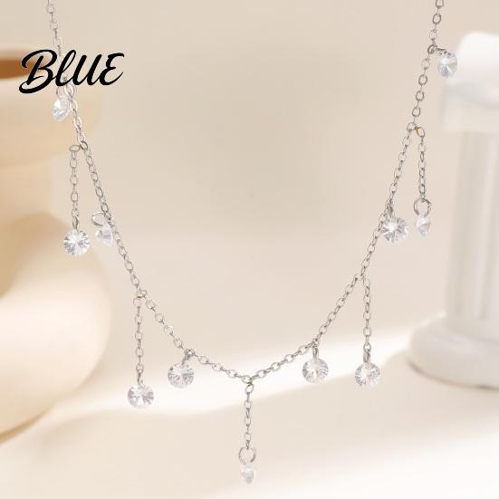 Scratch Resistant Necklace Layered Tassel with Zircon Gold Chain