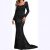 2025 V-neck Sequined Trumpet Sleeve Evening Dress
