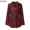 ZANZEA Women Turn Down Collar Loose Casual Long Sleeve Blouse