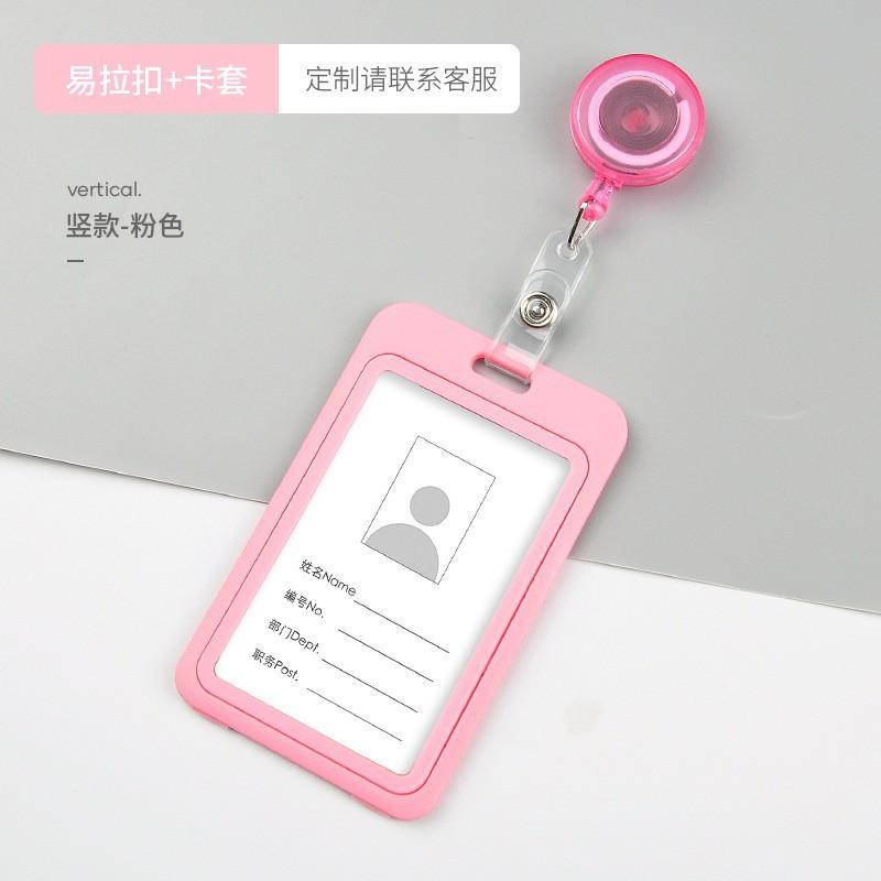 ID Name Badge Credit Card Holder Employee's Staff Work Card Cover with Retractable Badge Reel Pass Bus Card Sleeve