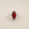 Red Coral Marquise Ring 6x12mm, 925 Sterling Silver Statement Ring, Handmade Coral Gemstone Jewelry