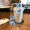 Elegant Blue Lily Flower Phone Case For iPhone17,16,15,14,13,12,11 Plus,Pro Max Soft Transparent Cover