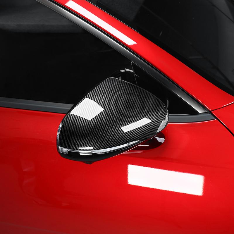 For KIA Stinger 2018      Carbon Fiber Style Bright Black Side Door Rearview Mirror Cover Trim