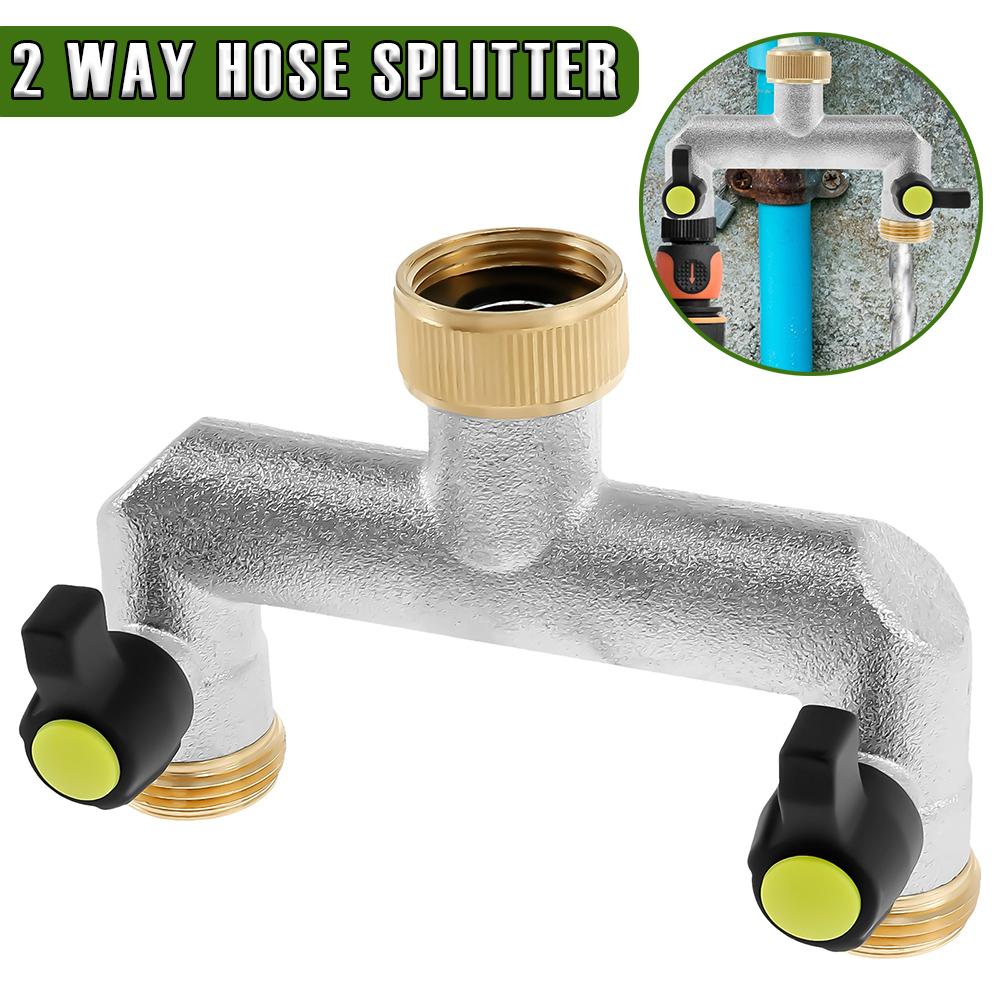 3/4 Inch 2 Way Hose Splitter Zinc Alloy Garden Hose Splitter Rustproof Hose Connector Splitter for Outdoor Gardening Lawn Care