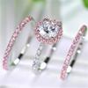 European And American Trend Three -Piece Powder Diamond Ring Female Crystal Vermiculite Hand Ornaments
