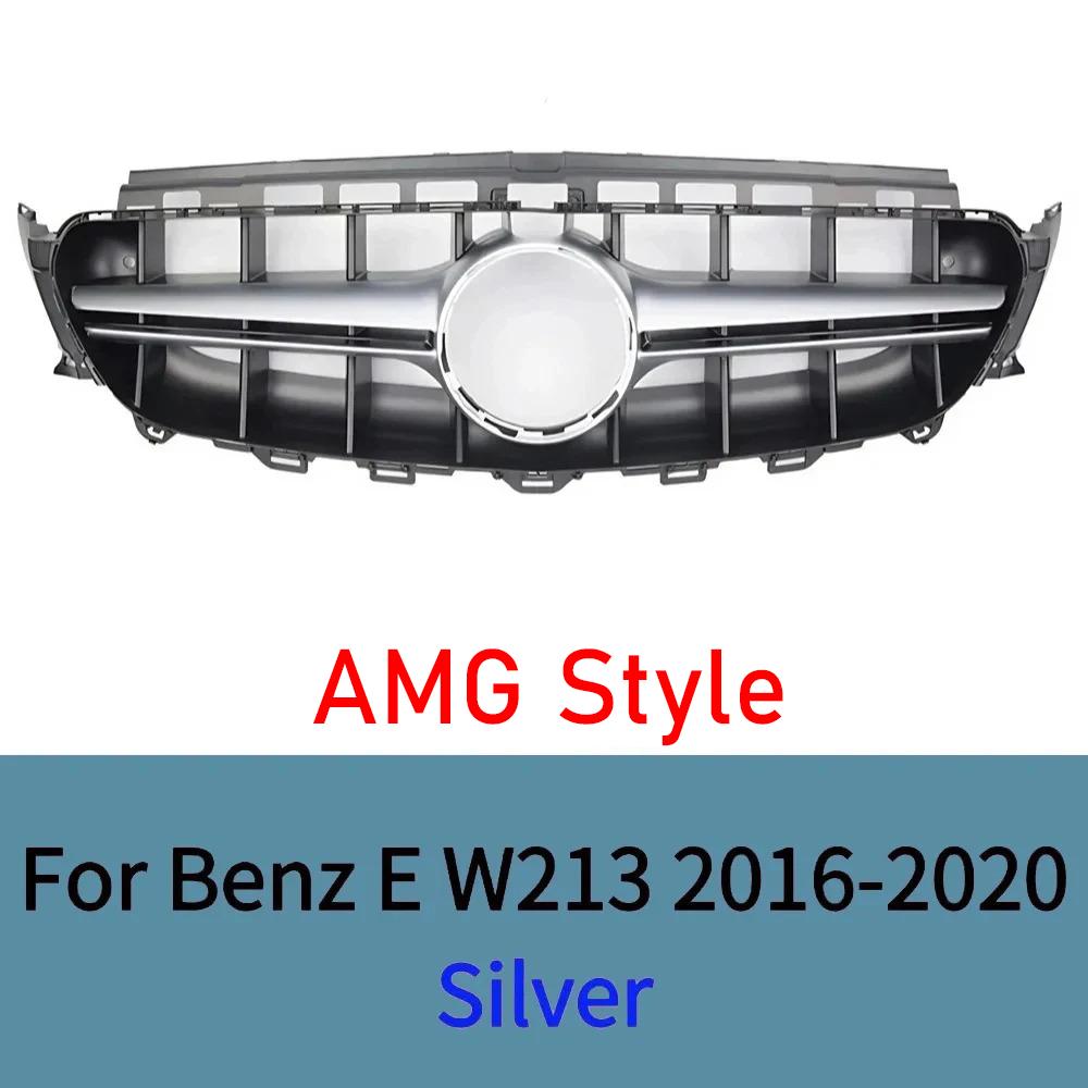 For Mercedes E-Class W213 2016-2020 Sport Front Grille Mesh Bumper Cover ABS Gloss Black AMG Style Exterior Tuning Accessories