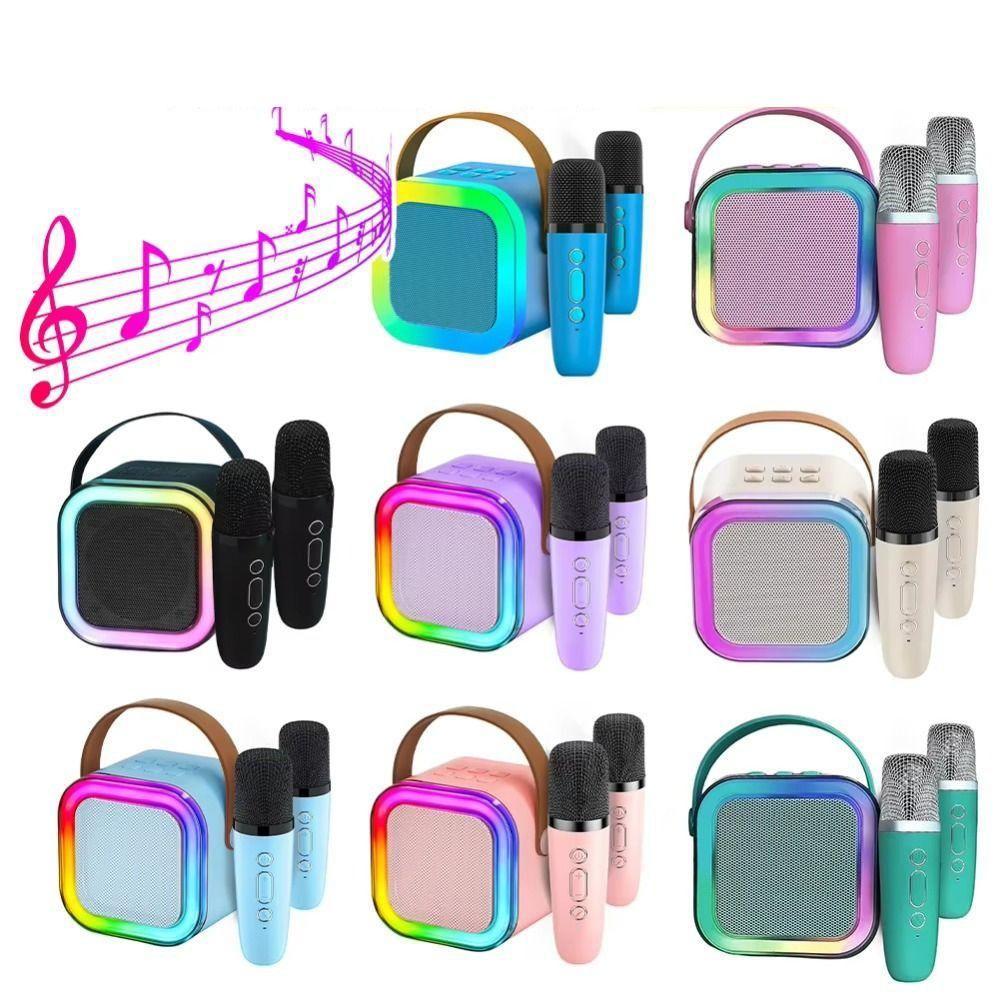 Bluetooth Audio Mini Karaoke Machine with 1/2 Wireless Microphones Karaoke Microphone Outdoor