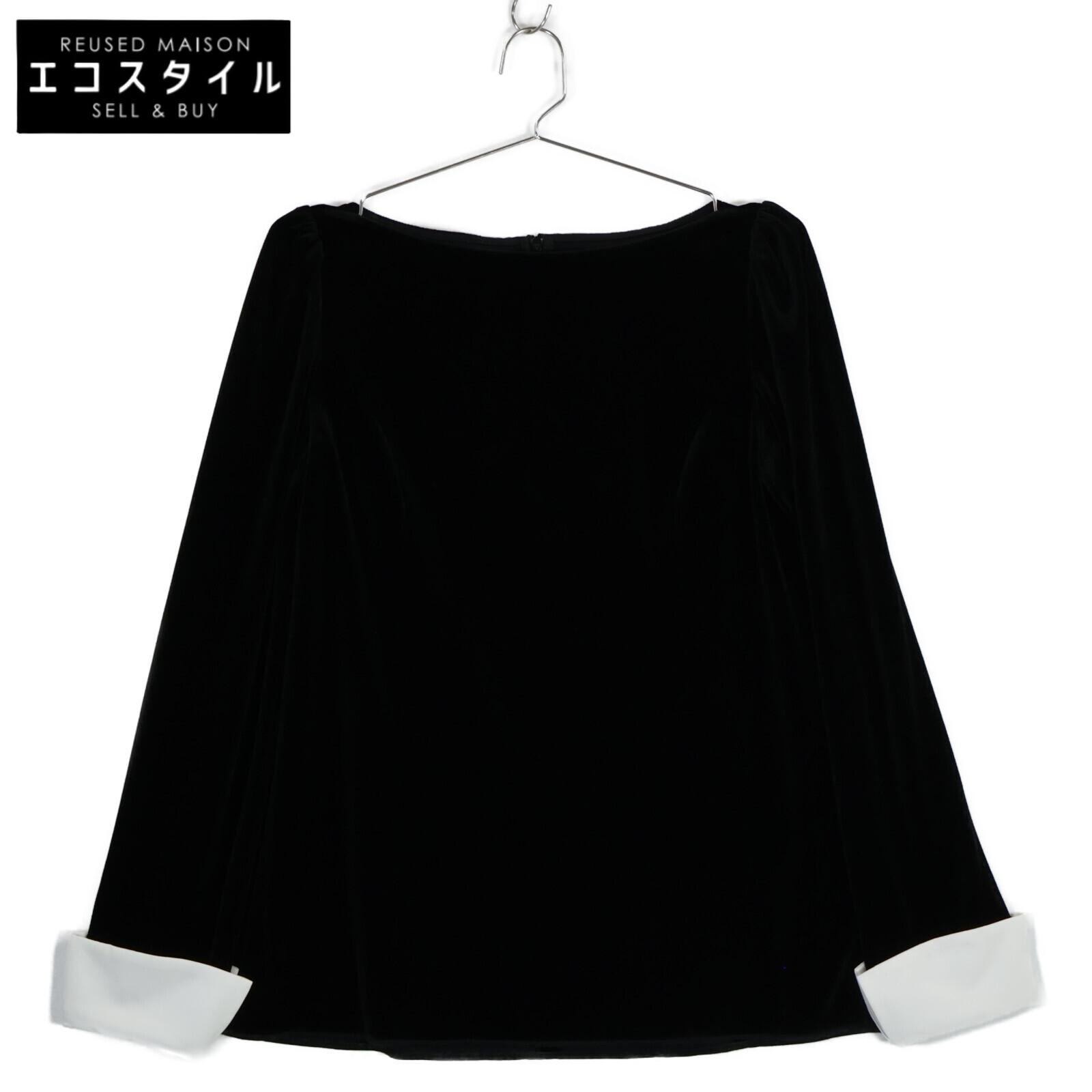 

FOXEY NEW YORK Black Velvet Lily Cuff Blouse tops 38 blackUsed