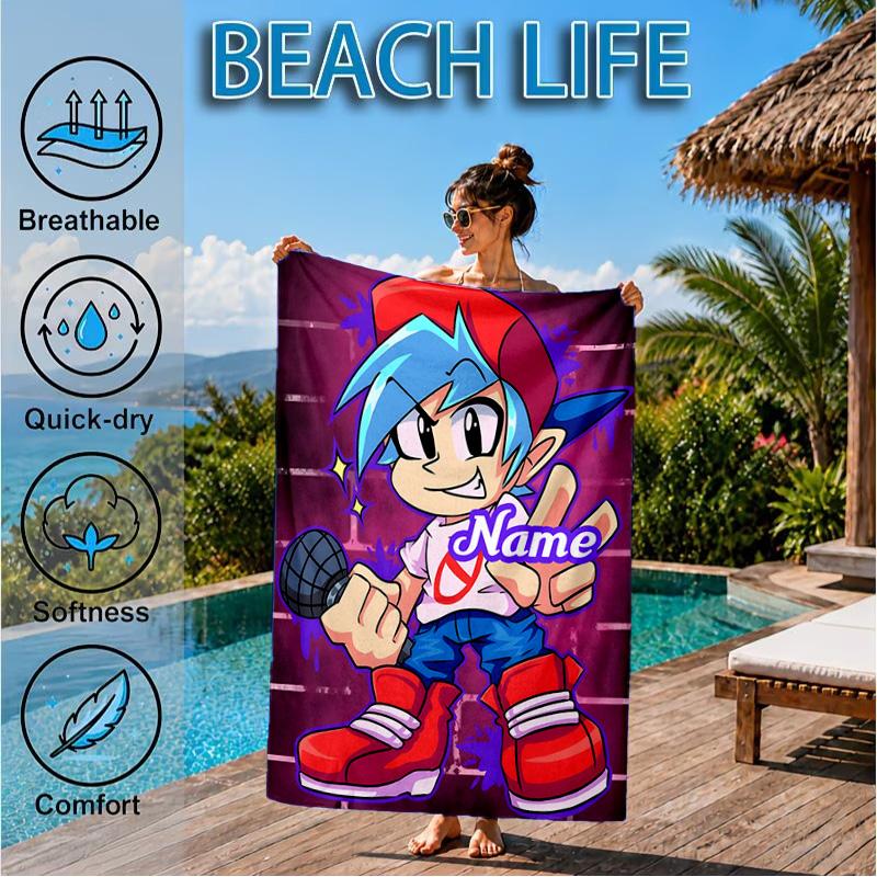 Custom Name Friday night Beach Towel Microfiber Beach Towel, Lightweight and Quick-Dry, for Summer Travel, Swimming Pool Gift