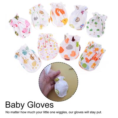 Soft Cotton 5 Pairs Cute Cartoon 0-6 Months Newborn Baby Infant Anti Catch Scratch Gloves Mittens Random