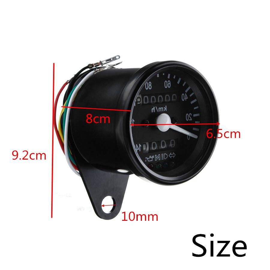 Universal Motorcycle Dual Odometer KMH Speedometer Gauge LED Backlight Signal Li